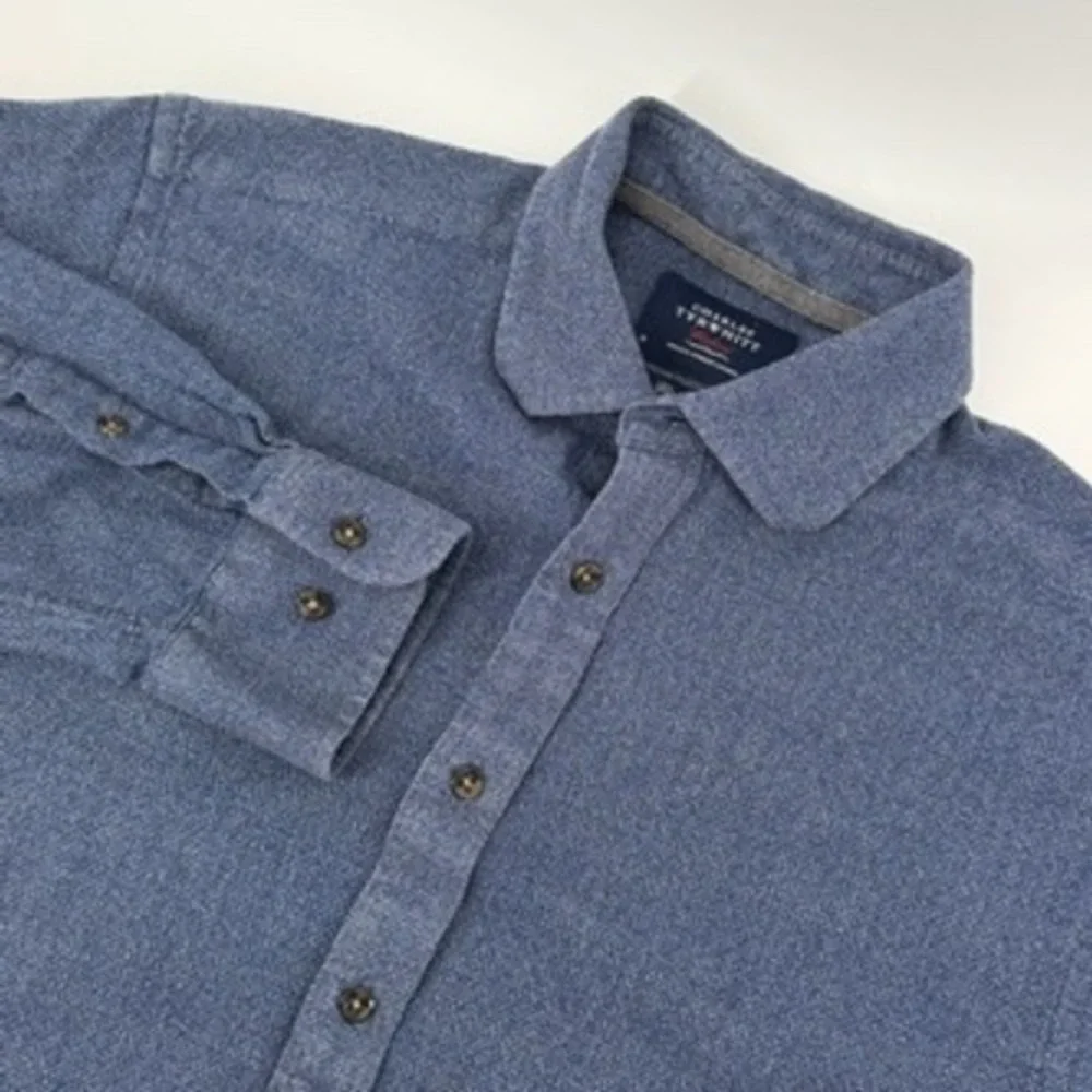 Charles Tyrwhitt Mens Blue Chambray Button Down Shirt Classic Fit Size M